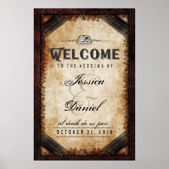 Halloween Brown Gothic 24x36 Welcome to Wedding Poster (Front)