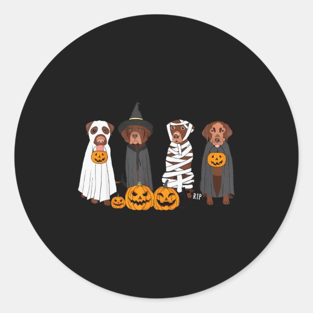 Halloween Brown Labrador Ghost Soky Chocolate Lab  Classic Round Sticker (Front)