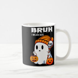 Halloween Bruh Ghost Boo Skull Pumpkin Boys Kids M Coffee Mug