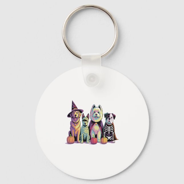 Halloween Brush Squad Dog Keychain (Front)