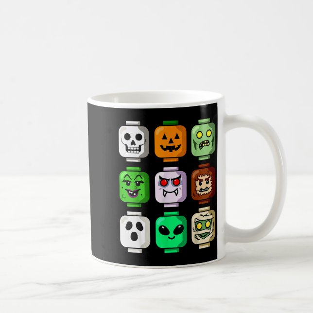 Halloween Building Brick Head Pumpkin Ghost Zombie Coffee Mug (Right)
