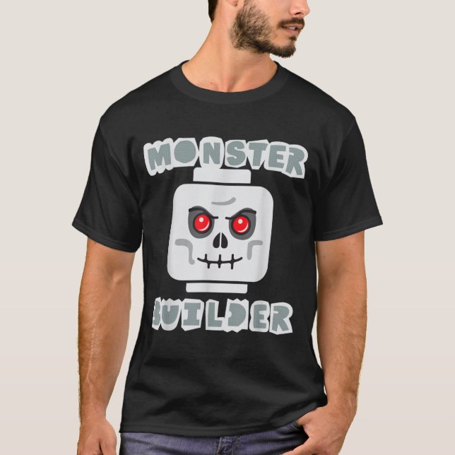 Halloween Building Bricks Monster Builder Skull T-Shirt (Front)