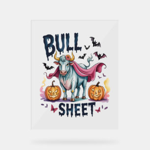 Halloween Bull Sheet,Funny Ghost Cow Acrylic Sign