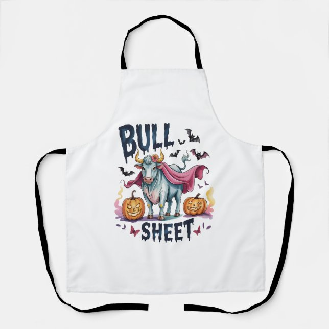 Halloween Bull Sheet,Funny Ghost Cow Apron (Front)