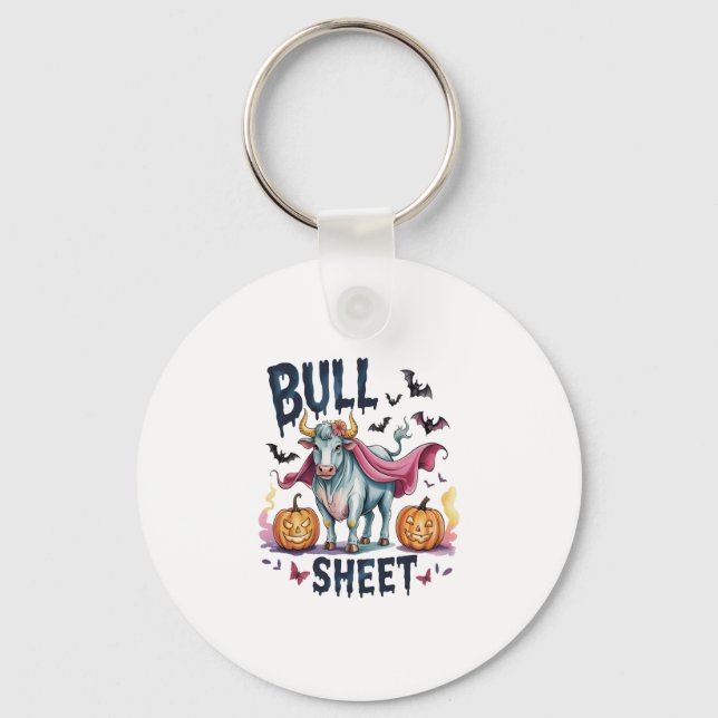 Halloween Bull Sheet,Funny Ghost Cow Keychain (Front)