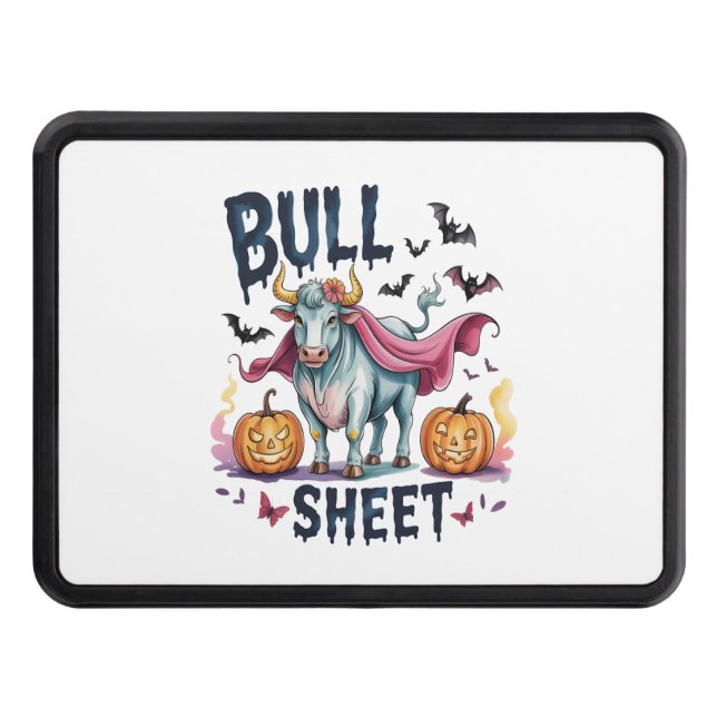 Halloween Bull Sheet,Funny Ghost Cow Trailer Hitch Cover (Front)