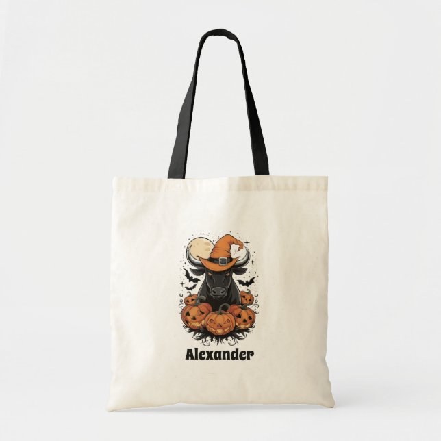 Halloween Bull Witch Personalized Halloween  Tote Bag (Front)