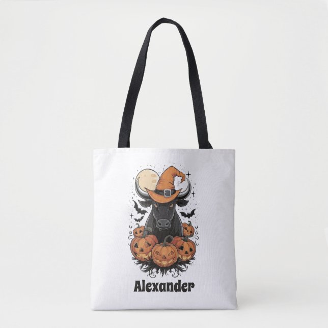 Halloween Bull Witch Personalized Halloween  Tote Bag (Front)