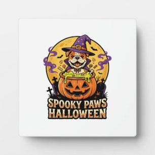 Halloween Bulldog Pumpkin Night Plaque