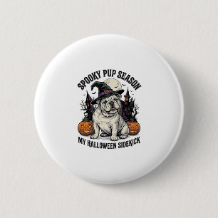 Halloween Bulldog Shirt Cute Witch Dog Vintage Gra 2 Inch Round Button