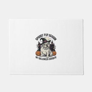 Halloween Bulldog Shirt Cute Witch Dog Vintage Gra Doormat