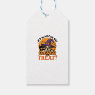 Halloween Bulldog Witch Dog Treat Vintage Shirt De Gift Tags