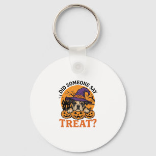 Halloween Bulldog Witch Dog Treat Vintage Shirt De Keychain