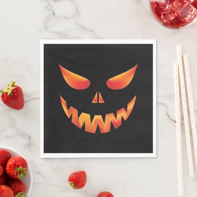 Halloween Burning Pumpkin Face Napkin (Insitu)