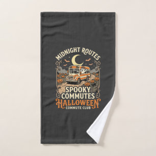 Halloween Bus Driver Midnight Route Hand Towel