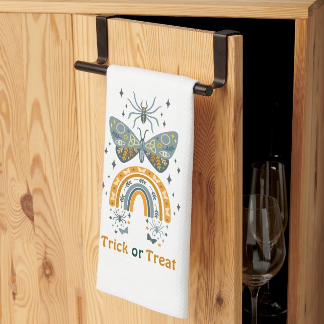 Halloween butterflies, rainbow and spiders kitchen towel (Thirds Fold)