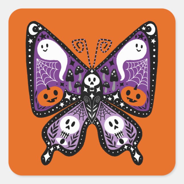 Halloween Butterfly square Sticker (Front)