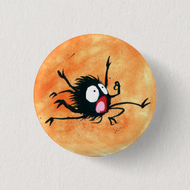 Halloween Button! Spooked Little Spider! 1 Inch Round Button (Front)