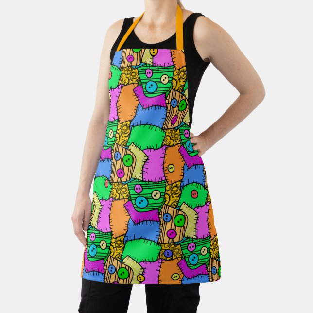 Halloween Buttons and Stitches Apron (Insitu)