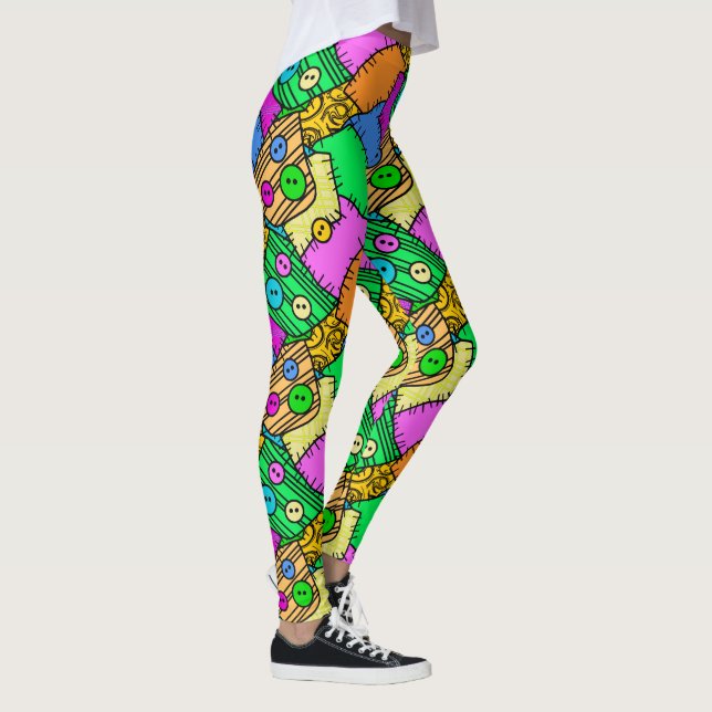 Halloween Buttons and Stitches Leggings (Right)