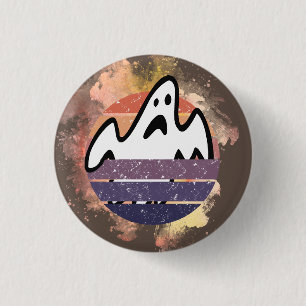 Halloween Buttons, White Sheet Ghost graphic print 1 Inch Round Button