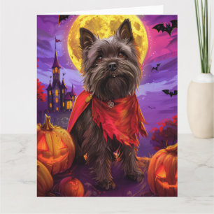 Halloween Cairn Terrier Vampire Pumpkins Scary Card