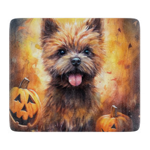 Halloween Cairn Terrier With Pumpkins Scary  Cutting Board