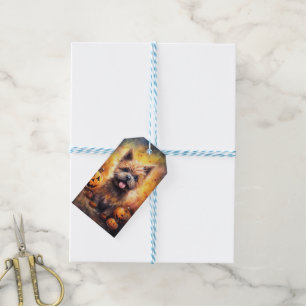 Halloween Cairn Terrier With Pumpkins Scary  Gift Tags