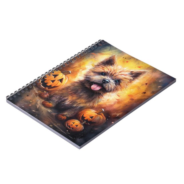 Halloween Cairn Terrier With Pumpkins Scary  Notebook (Left Side)