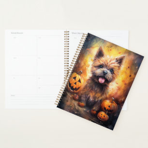 Halloween Cairn Terrier With Pumpkins Scary  Planner