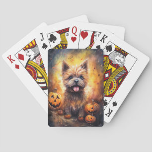 Halloween Cairn Terrier With Pumpkins Scary Playing Cards