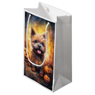 Halloween Cairn Terrier With Pumpkins Scary  Small Gift Bag