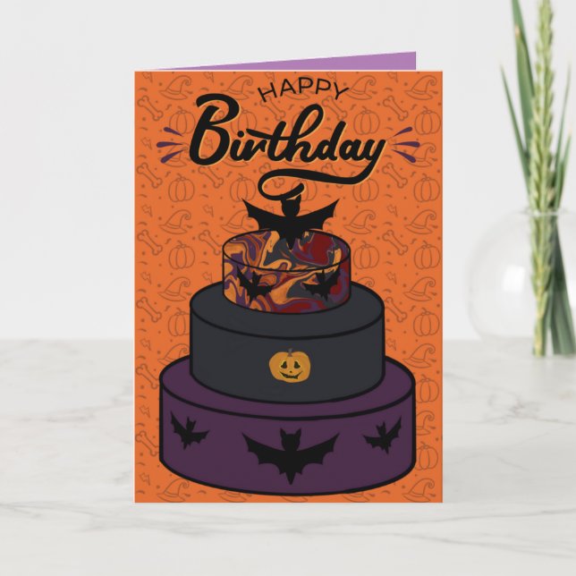 Halloween Cake Birthday Card (Front)