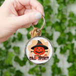 Halloween Call of Spirit Keychain<br><div class="desc">Halloween call of spirit design,  this design is perfect for anyone anytime and not just Halloween,  with this attractive artwork featuring a spooky looking two pumpkins with a dagger axe and a ghost.</div>