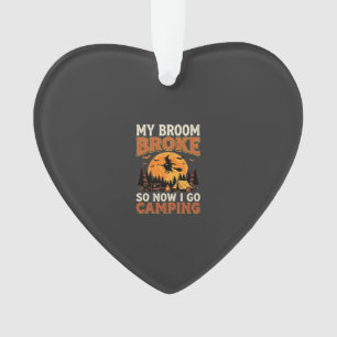 Halloween Camping Broom Vintage Horror Design Ornament