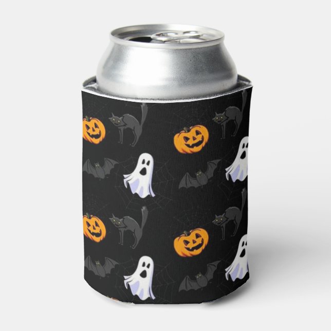 Halloween Can Cooler/Ghost, Pumpkins and Cats Cooler (Can Front)