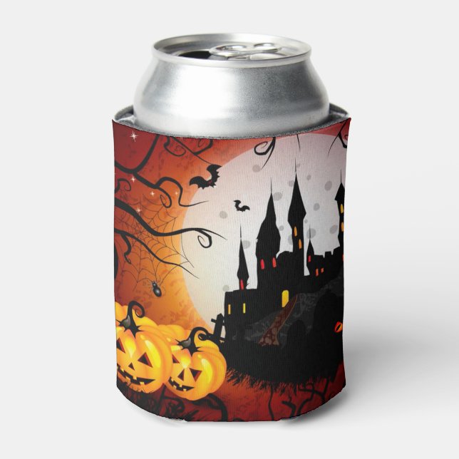 Halloween Can Cooler/Haunted Scene Can Cooler (Can Front)