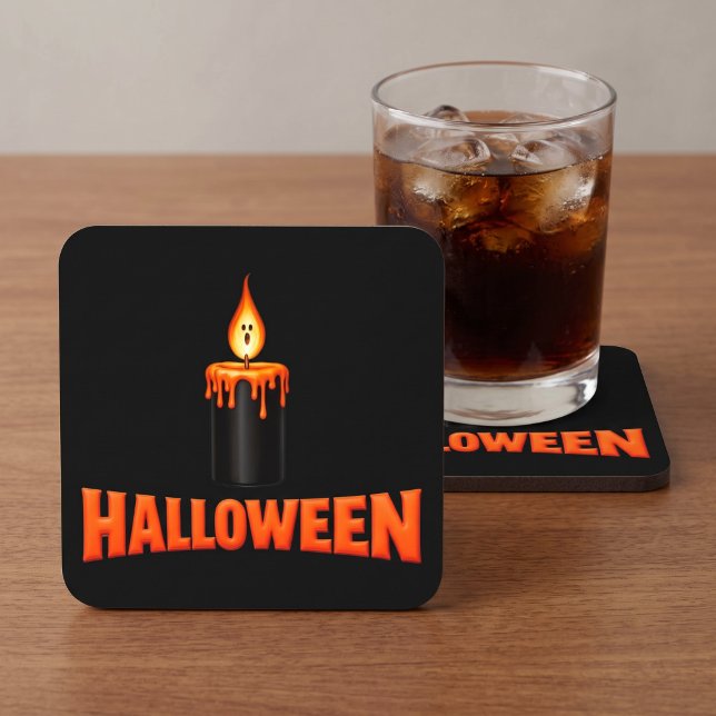 Halloween Candle Flame Square Paper Coaster (Creator Uploaded)