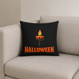 Halloween Candle Flame Throw Pillow