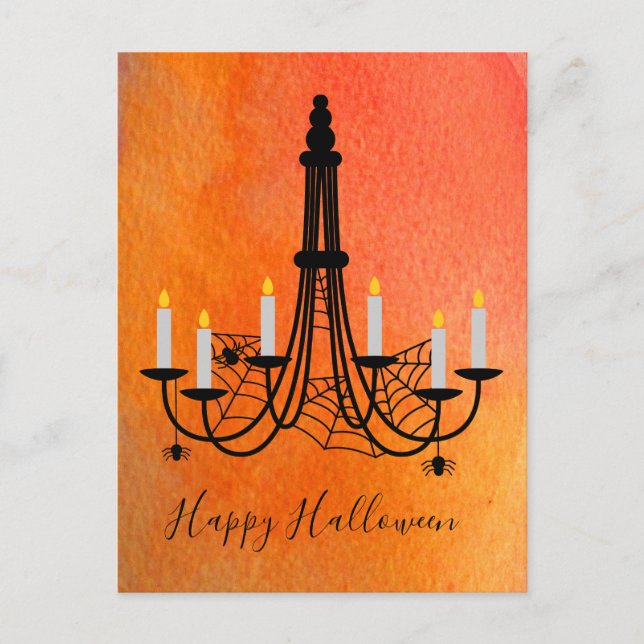 Halloween candles and spiders postcard (Front)