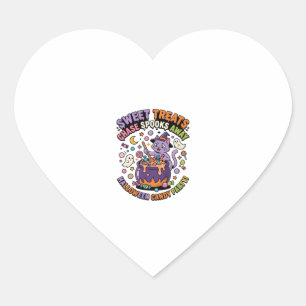 Halloween Candy Cauldron Spooky Treats Heart Sticker