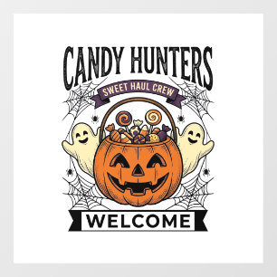 Halloween Candy Collector Vintage Engraving Pumpki Window Cling