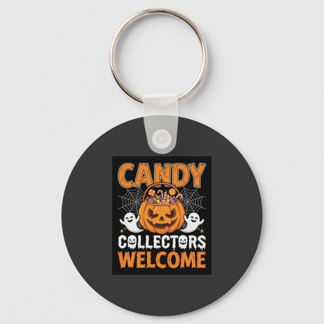 Halloween Candy Collectors Welcome Pumpkin Vector  Keychain (Front)