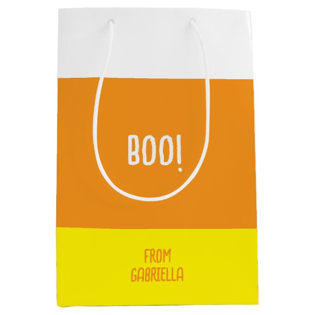 Halloween Candy Corn Boo Medium Gift Bag (Front)