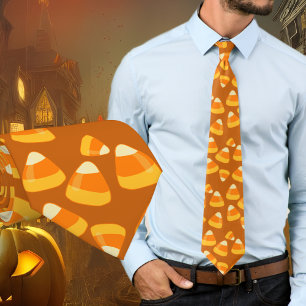 Halloween Candy Corn Caramel Brown Tie