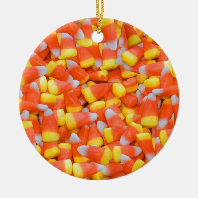 halloween candy corn ceramic ornament (Front)