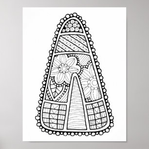 Halloween Candy Corn Colouring Page Art Poster