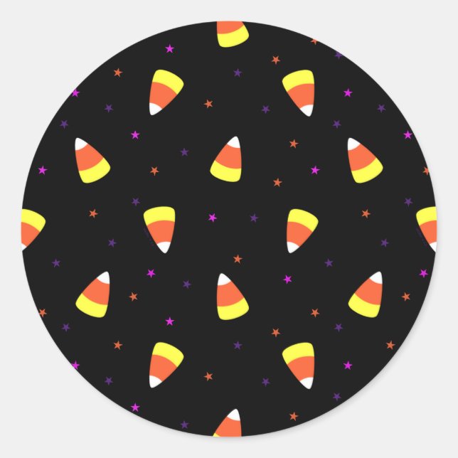 Halloween Candy Corn Pattern Classic Round Sticker (Front)