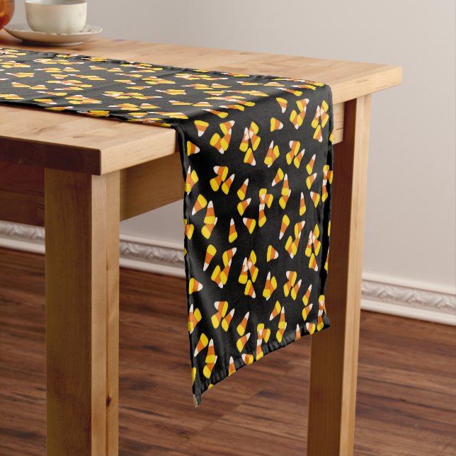 Halloween candy corn pattern short table runner (In Situ)