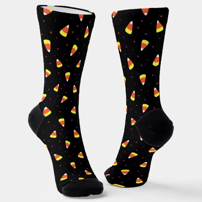 Halloween Candy Corn Pattern Socks (Angled)